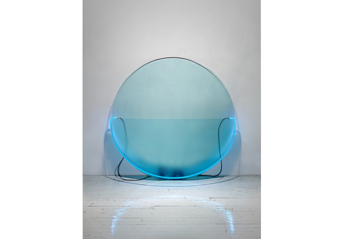 Keith Sonnier Lit Circle Blue with Etched Glass